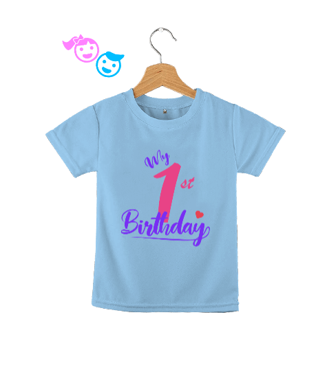 Tisho - 1. Doğum Günü Bebek Buz Mavisi Çocuk Unisex