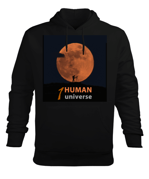 Tisho - 1 İnsan 1 Evren Erkek Kapüşonlu Hoodie Sweatshirt