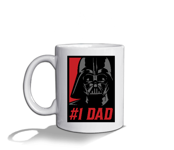 Tisho - 1 Numaralı Baba Number 1 Dad Darth Vader Baskılı Beyaz Beyaz Kupa Bardak