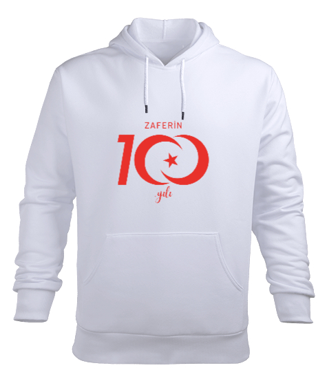 Tisho - 100.Yıl Özel Beyaz Erkek Kapüşonlu Hoodie Sweatshirt