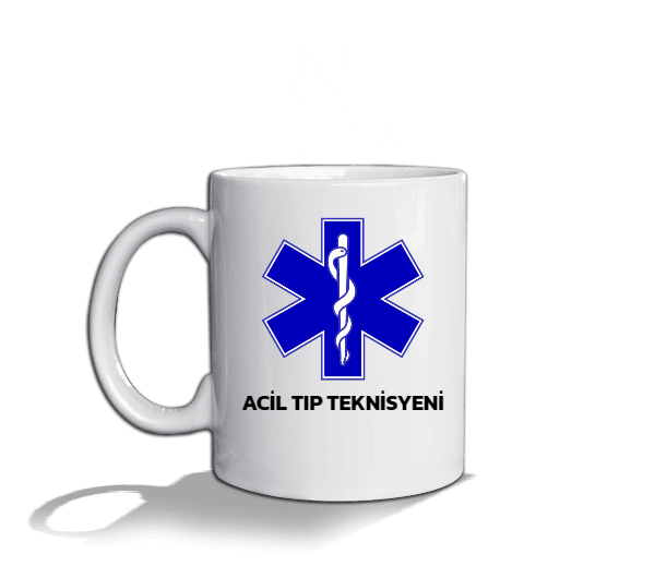 Tisho - 112 ACİL SAĞLIK ATT ACİL TIP TEKNİSYENİ BASKILI KUPA BARDAK EMERGENCY TECHNICIAN MUG LIFE STAR Beyaz Kupa Bardak