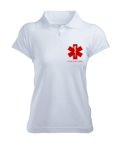 Tisho - 112 ACİL SAĞLIK EMS EMERGENCY MEDICAL SERVICE PARAMEDIC PARAMEDİK KIRMIZI Kadın Polo Yaka Tişört