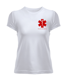 112 ACİL SAĞLIK EMS EMERGENCY MEDICAL SERVICE PARAMEDIC PARAMEDİK KIRMIZI Kadın Tişört - Thumbnail