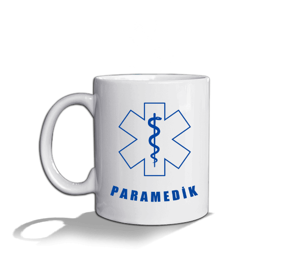 Tisho - 112 ACİL SAĞLIK PARAMEDIC PARAMEDİK MAVİ AMBULANS Beyaz Kupa Bardak