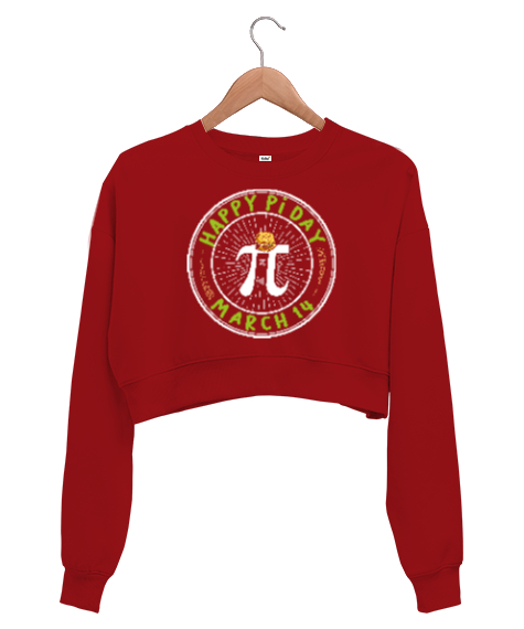 Tisho - 14 Mart Pi Günü Kırmızı Kadın Crop Sweatshirt