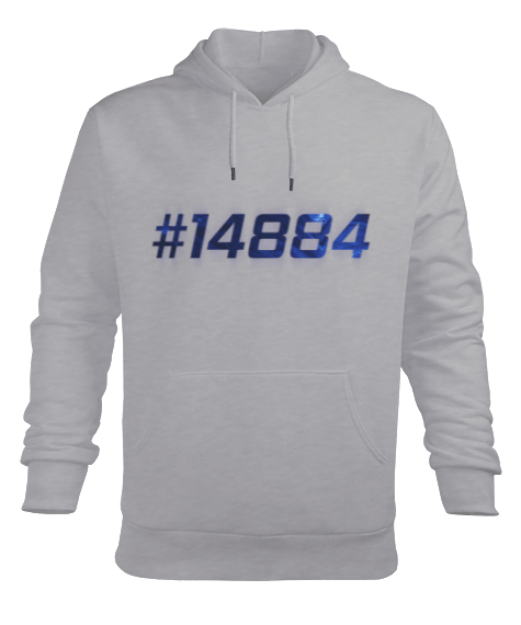 Tisho - 14Double84 Core Logo Hoodie Gray Erkek Kapüşonlu Hoodie Sweatshirt