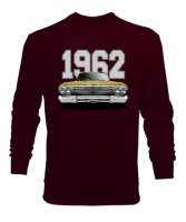  1962 Chevy Impala Altın Renkli Özel Seri3 Bordo Erkek Sweatshirt - Thumbnail