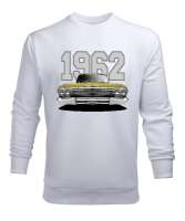  1962 Chevy Impala Altın Renkli Özel Seri4 Beyaz Erkek Sweatshirt - Thumbnail