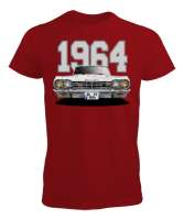 1964 Chevrolet Impala Beyaz Çift Taraf-3 Kırmızı Erkek Tişört - Thumbnail