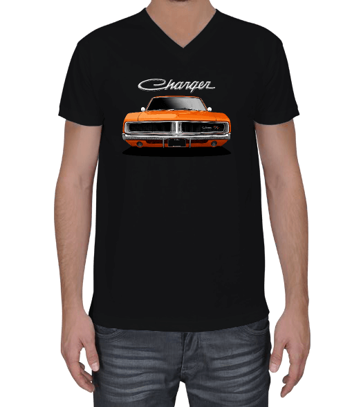 Tisho - 1969 Dodge Charger Erkek Basic V Yaka