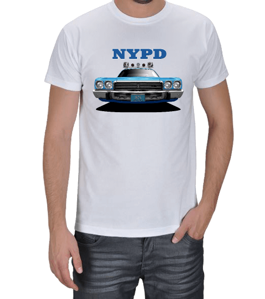 Tisho - 1973 Fury NYPD Police Car Erkek Tişört