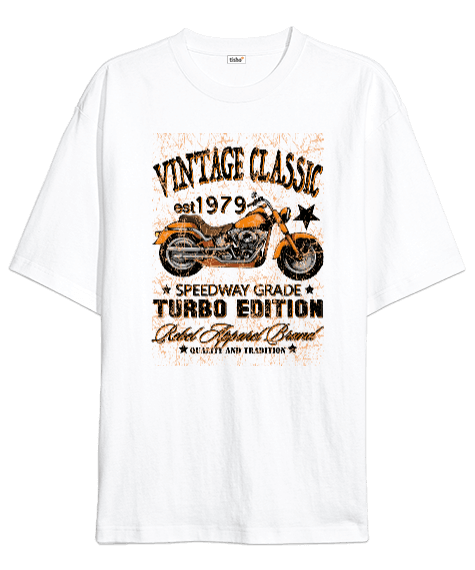 Tisho - 1979 Vintage Classic Turbo Edition Motorcycle illustration Oversize Unisex Tişört