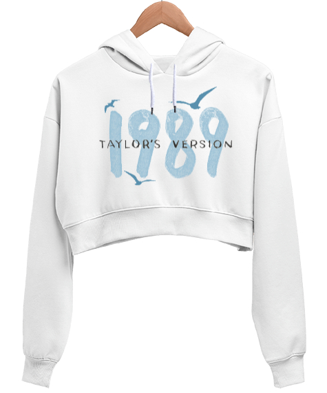 Tisho - 1989 Taylors Version Taylor Swift Beyaz Kadın Crop Hoodie Kapüşonlu Sweatshirt