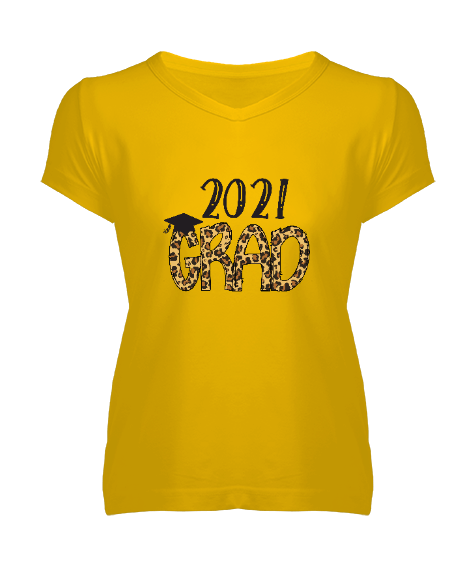 Tisho - 2021 Grad Kadın V Yaka Tişört