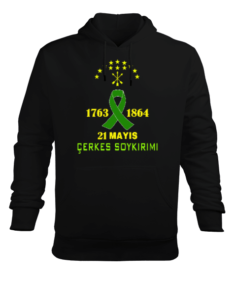 Tisho - 21 mayıs 1864,Çerkes Bayrağı, adiga bayrağı,Çerkes logosu. Erkek Kapüşonlu Hoodie Sweatshirt