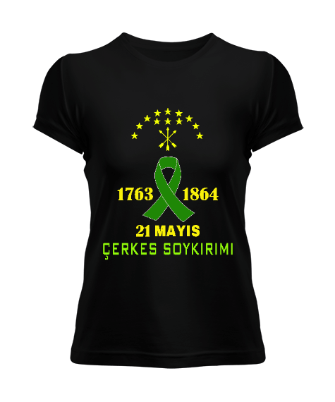 21 mayıs 1864,Çerkes Bayrağı, adiga bayrağı,Çerkes logosu. Kadın Tişört - Tisho