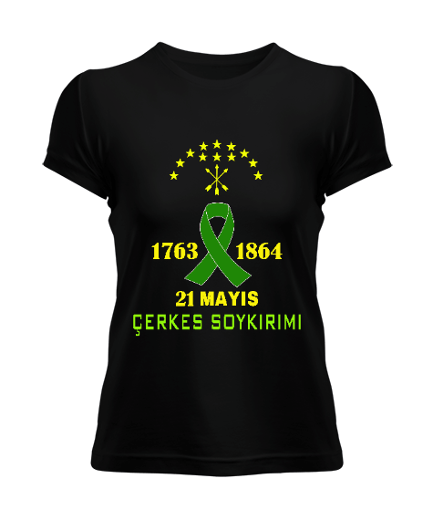 Tisho - 21 mayıs 1864,Çerkes Bayrağı, adiga bayrağı,Çerkes logosu. Kadın Tişört