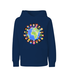 23 Nisan 1-Kido Lacivert Çocuk Unisex Hoodie Kapüşonlu - Tisho