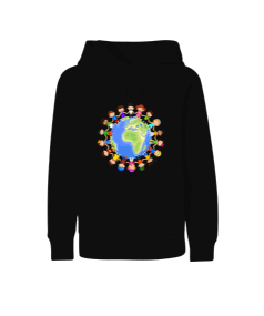 23 Nisan 1-Kido Siyah Çocuk Unisex Hoodie Kapüşonlu - Tisho