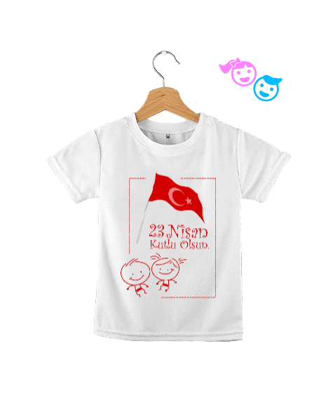 Tisho - 23 nisan çocuk kırmızı çizim kare Çocuk Unisex