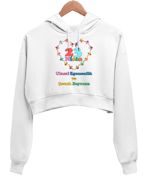 Tisho - 23 Nisan hoodie Kadın Crop Hoodie Kapüşonlu Sweatshirt