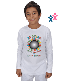23 Nisan Temalı Baskılı Çocuk Tişört Çocuk Unisex Uzunkollu - Tisho