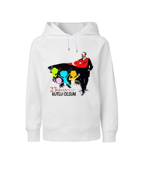 Tisho - 23 Nisan Ulusal Egemenlik ve Çocuk Bayramı Baskılı Çocuk Unisex Hoodie Kapüşonlu