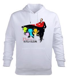 23 Nisan Ulusal Egemenlik ve Çocuk Bayramı Baskılı Erkek Kapüşonlu Hoodie Sweatshirt - Tisho