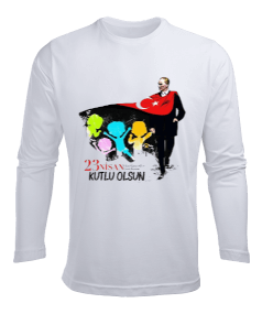23 Nisan Ulusal Egemenlik ve Çocuk Bayramı Baskılı Erkek Uzun Kol Yazlık Tişört - Tisho