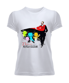 23 Nisan Ulusal Egemenlik ve Çocuk Bayramı Baskılı Kadın Tişört - Tisho