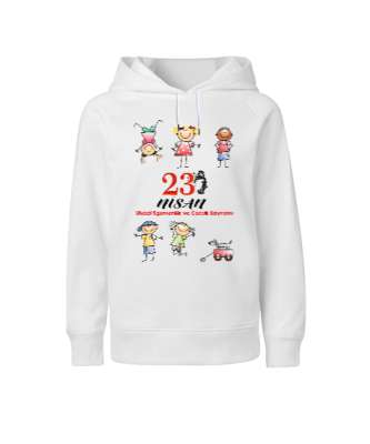 23 Nisan Ulusal Egemenlik ve Çocuk Bayramı Beyaz Çocuk Unisex Hoodie Kapüşonlu - Tisho