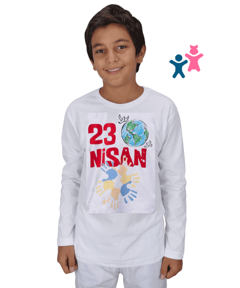 Tisho - 23 Nisan Ulusal Egemenlik ve Çocuk Bayramı Çocuk Unisex Uzunkollu