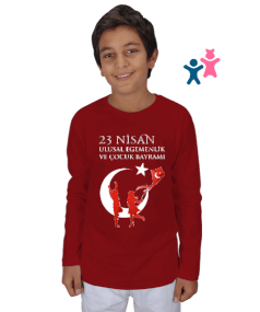 23 Nisan Ulusal Egemenlik ve Çocuk Bayramı ,Türkiye,Türkiye bayrağı. Çocuk Unisex Uzunkollu - Tisho