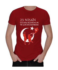 Tisho - 23 Nisan Ulusal Egemenlik ve Çocuk Bayramı ,Türkiye,Türkiye bayrağı. Erkek Regular Kesim Tişört