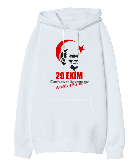 Tisho - 29 Ekim Cumhuriyet Bayramı Oversize Unisex Kapüşonlu Sweatshirt