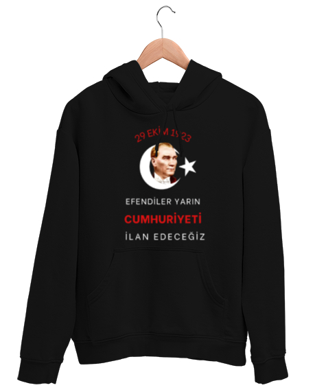 Tisho - 29 Ekim Cumhuriyet Bayramı Siyah Unisex Kapşonlu Sweatshirt