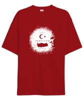 29 Ekim Cumhuriyet Bayramı ve Atatürk 1 W Kırmızı Oversize Unisex Tişört - Tisho