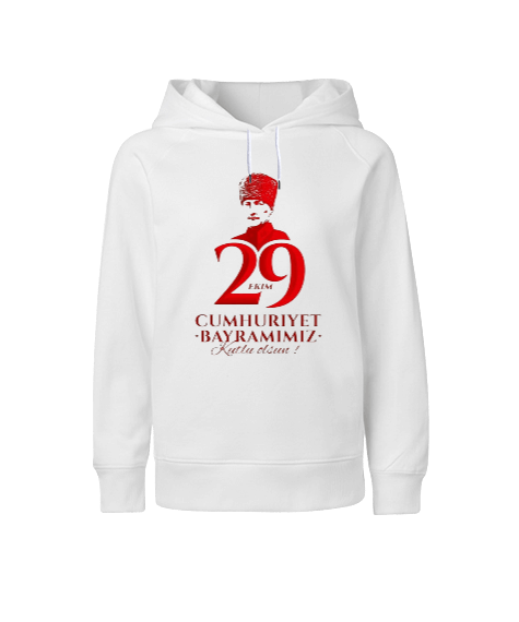 Tisho - 29 Ekim Cumhuriyet Bayramı ve Atatürk Baskılı Çocuk Unisex Hoodie Kapüşonlu