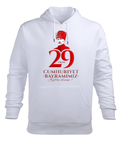29 Ekim Cumhuriyet Bayramı ve Atatürk Baskılı Erkek Kapüşonlu Hoodie Sweatshirt - Tisho