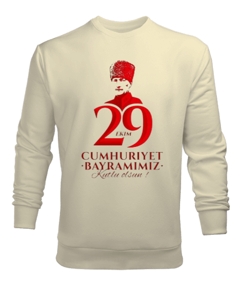 Tisho - 29 Ekim Cumhuriyet Bayramı ve Atatürk Baskılı Erkek Sweatshirt