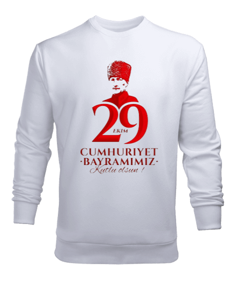 Tisho - 29 Ekim Cumhuriyet Bayramı ve Atatürk Baskılı Erkek Sweatshirt