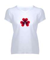 3 KALP Beyaz Kadın V Yaka Tişört - Tisho