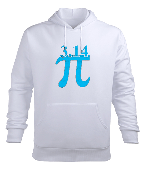 Tisho - 3.14 Pi Beyaz Erkek Kapüşonlu Hoodie Sweatshirt