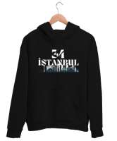 34 İstanbul Siyah Unisex Kapşonlu Sweatshirt - Tisho