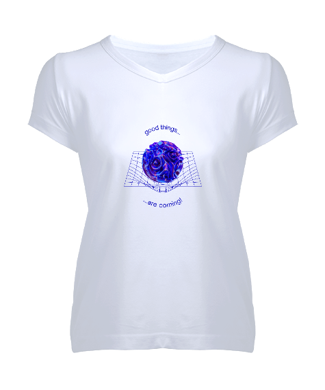 Tisho - 3d Holograg Kadın V Yaka Tişört