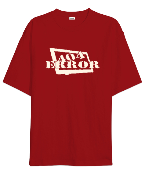 Tisho - 404 Error - Hata Kırmızı Oversize Unisex Tişört
