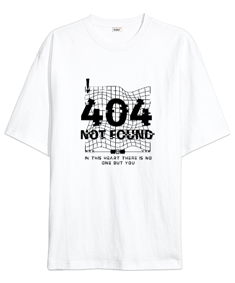 Tisho - 404 found Beyaz Oversize Unisex Tişört