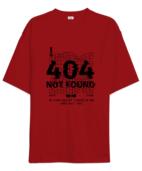 Tisho - 404 found Kırmızı Oversize Unisex Tişört