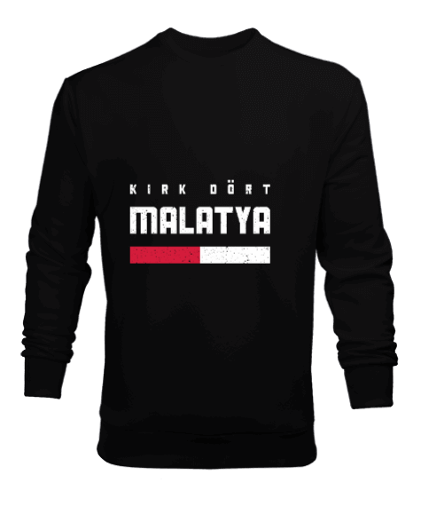 Tisho - 44 Malatya Tasarım Baskılı Siyah Erkek Sweatshirt