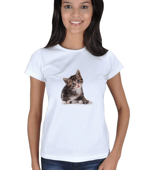 Tisho - 505120 CAT BEYAZ Kadın Tişört